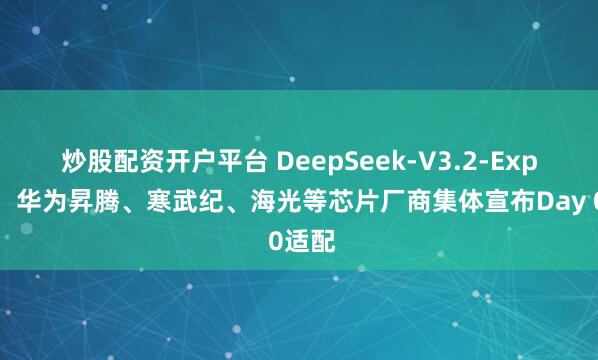 炒股配资开户平台 DeepSeek-V3.2-Exp发布：华为昇腾、寒武纪、海光等芯片厂商集体宣布Day 0适配